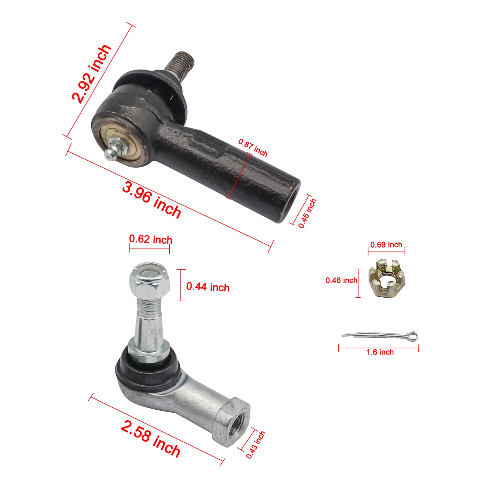 Drive-Up Ball Joint Kit,Tie Rod End Set And Steering Back Outer Ball Joint Fits 2001-Up Ezgo Txt Golf Cart Oem 70902-G01 70902-G02 70695-G01