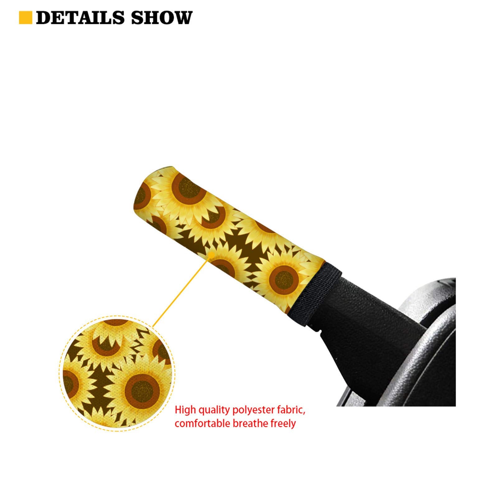 Babrukda Elegant White Daisy Print Handbrake Cover Gear Shift Knob Cover Set Universal Case Sleeve Hand Protector For Car Auto S