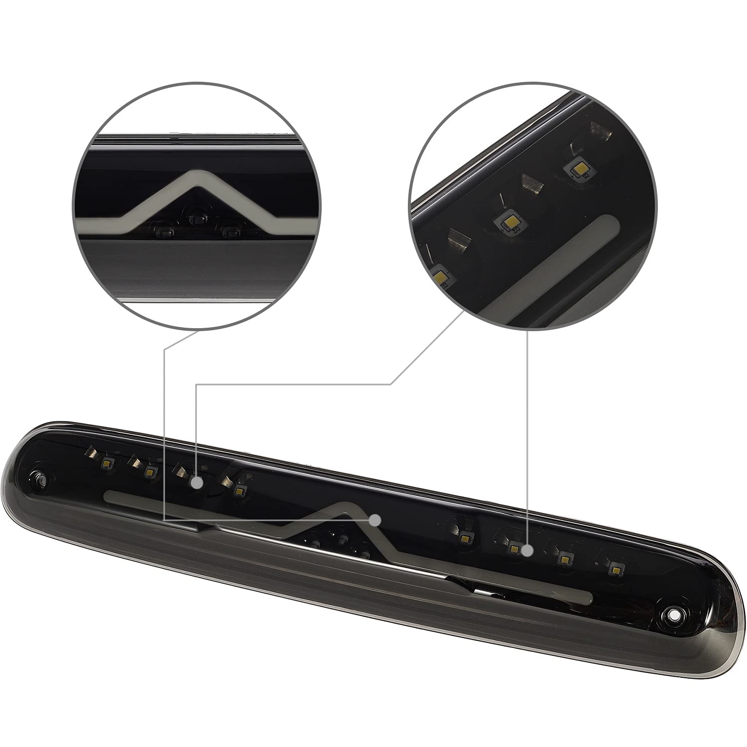 Partsam High Mount Stop Light Led 3Rd Brake Replacement For 07-13 Silverado/Sierra 1500 2500Hd 3500Hd Third Rear Cab Roof Center Tail Cargo Lamp(Smoke Lens)