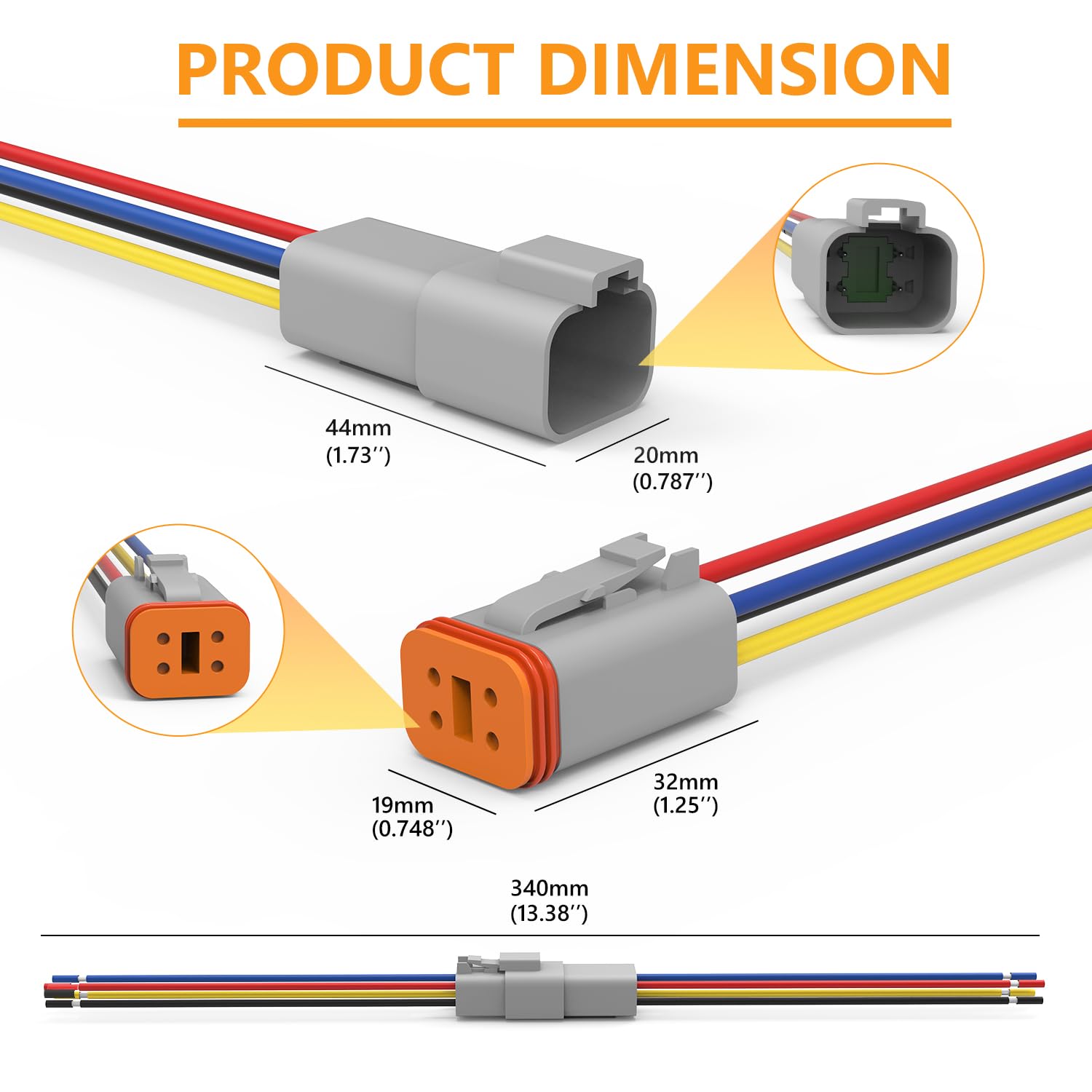 Newdeli Deutsch 4 Pin Connector Kit Waterproof Electrical Connector 16 Awg Male And Female Automotive Wire Connectors For Car Tr