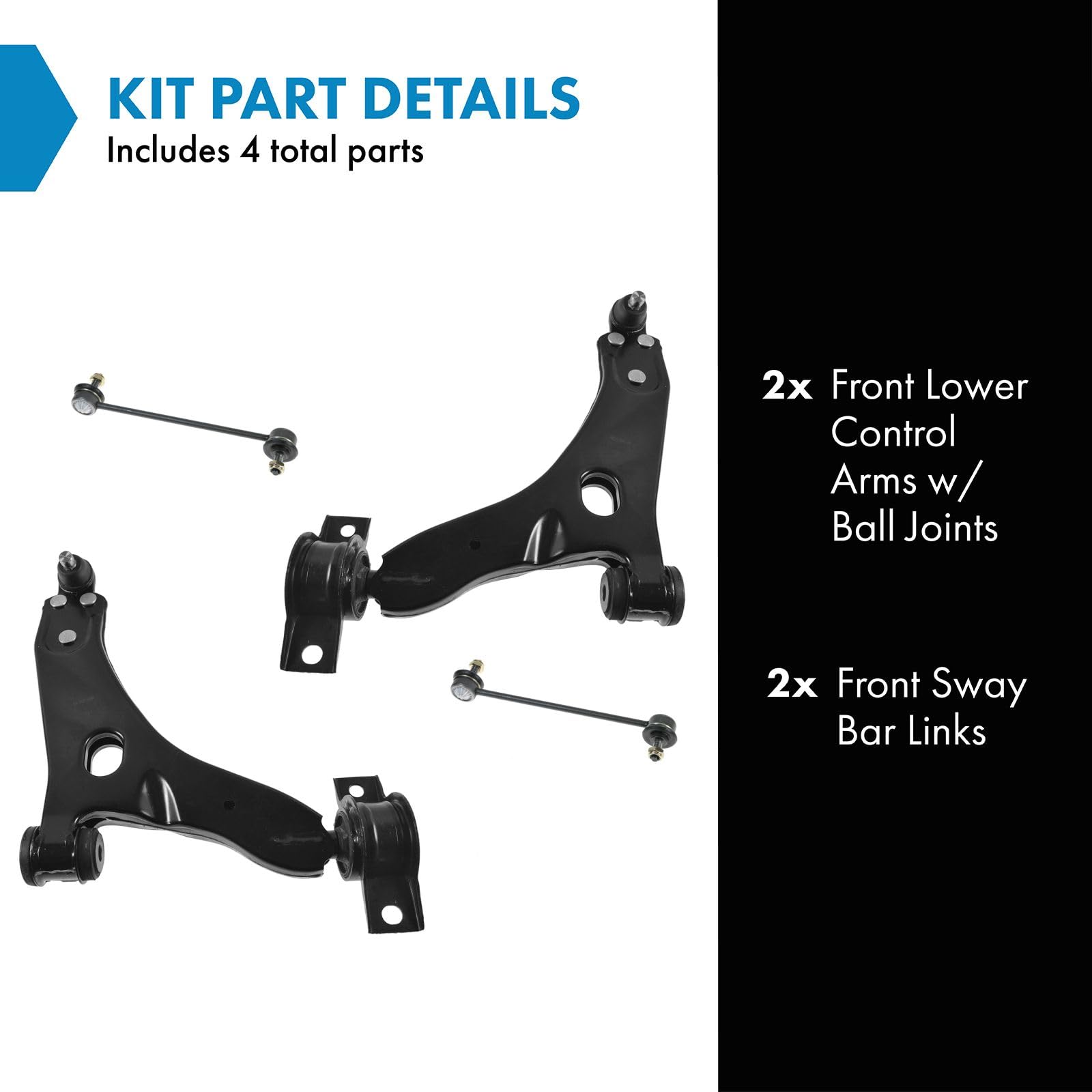 Trq Front Suspension Kit Control Arm With Ball Joint Sway Bar Stabilizer Link Compatible With 2000-2004 Ford Focus