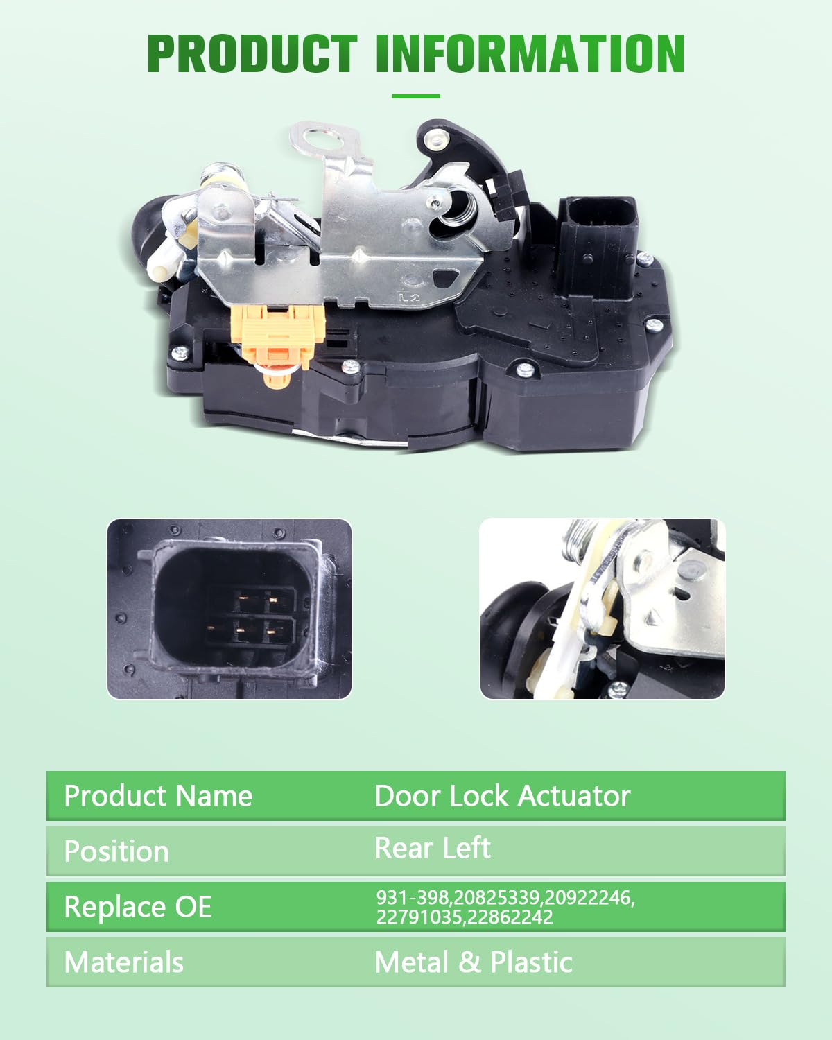 SCITOO Power Door Lock Actuators Rear Left Door Latch Replacement Fits for 2008-2014 for Cadillac CTS 931-398