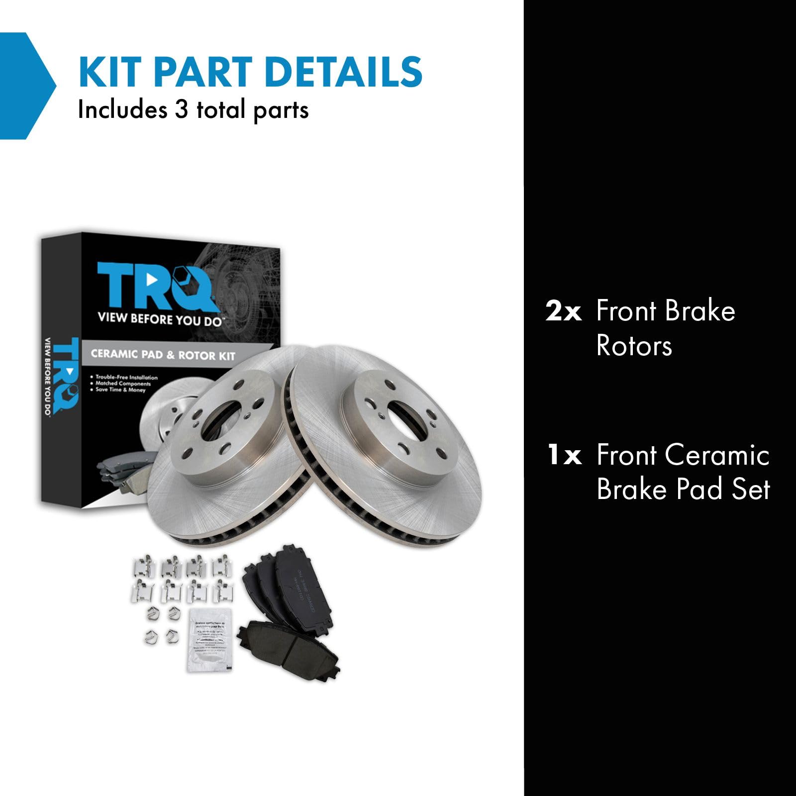 Trq Front Brake Pad & Rotor Kit Brake Pads Brake Rotor Ceramic Compatible With 2011-2017 Lexus Ct200H 2010-2015 Toyota Prius 201