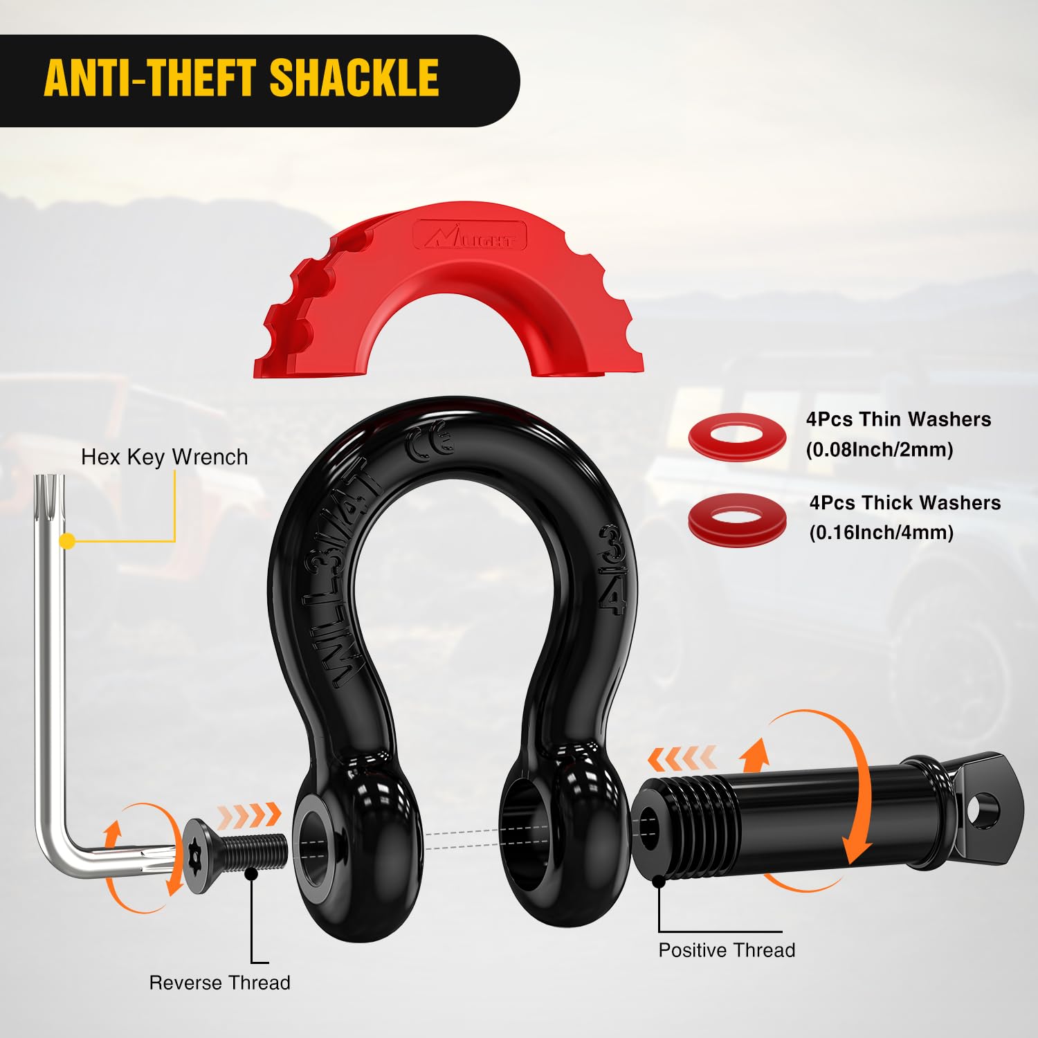 Nilight 3'' x 30' Recovery Tow Strap Kit with 2'' Hitch Receiver and 3/4'' Anti-Theft D-Ring Shackles Storage Bag Heavy Duty Tow