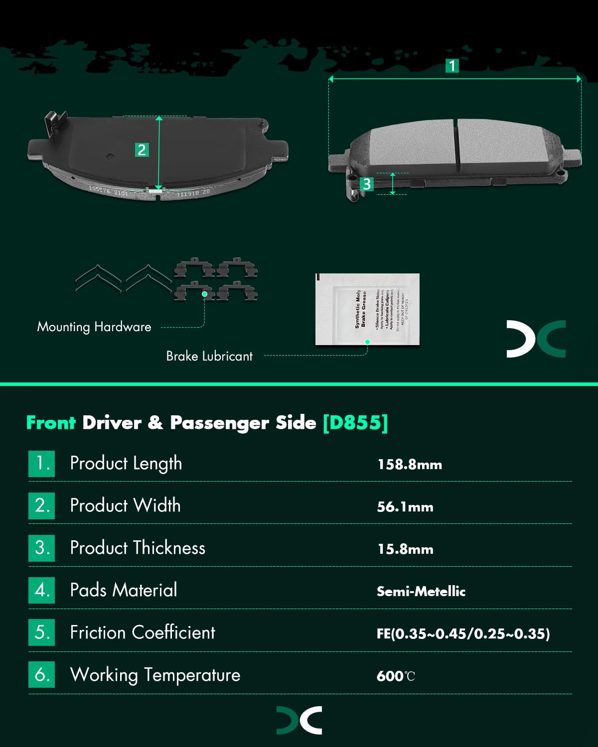 Ceramic Brake Pads Kits,Scitoo 8Pcs Brakes Pads Set Fit For 2003-2006 For Acura Mdx