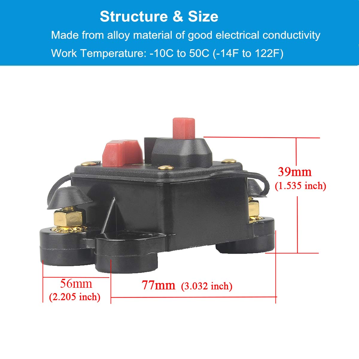Wohhom 50Amp Circuit Breaker Manual Reset Fuse Holder, 30A-300A 12V-24V Dc Protection Reset Fuse For Trolling Motor Auto Car Mar