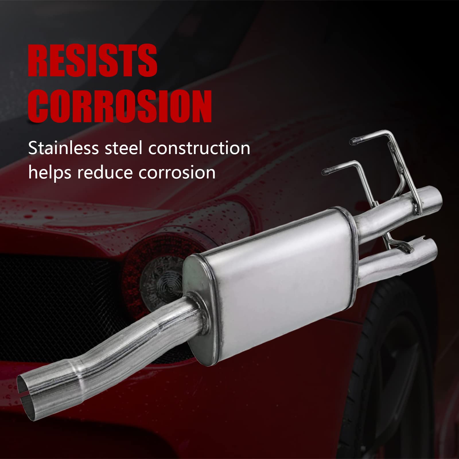 Direct-Fit Muffler 409S,2-Chamber Exhaust Muffler Kit Fits Exhaust 2009-2018 Dodge Ram 1500 Aggressive Series,Stainless Steel 3'