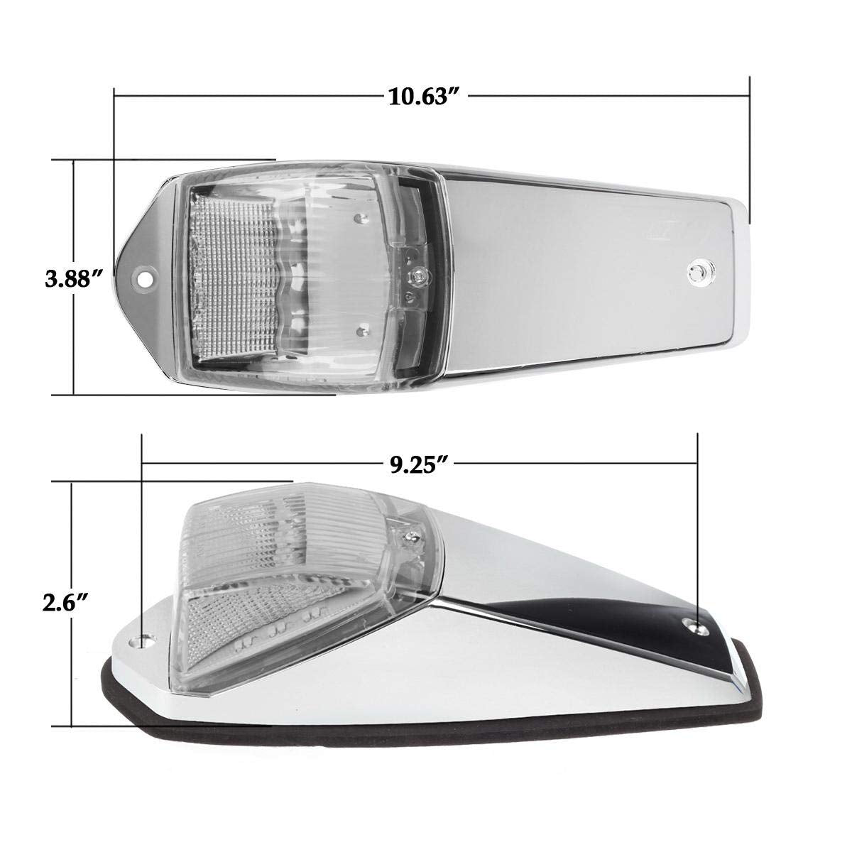 Partsam 5Pcs Clear Lens 31Led Amber Cab Marker Top Roof Running Lights W/Chrome Base Compatible With Peterbilt/Kenworth/Freightl