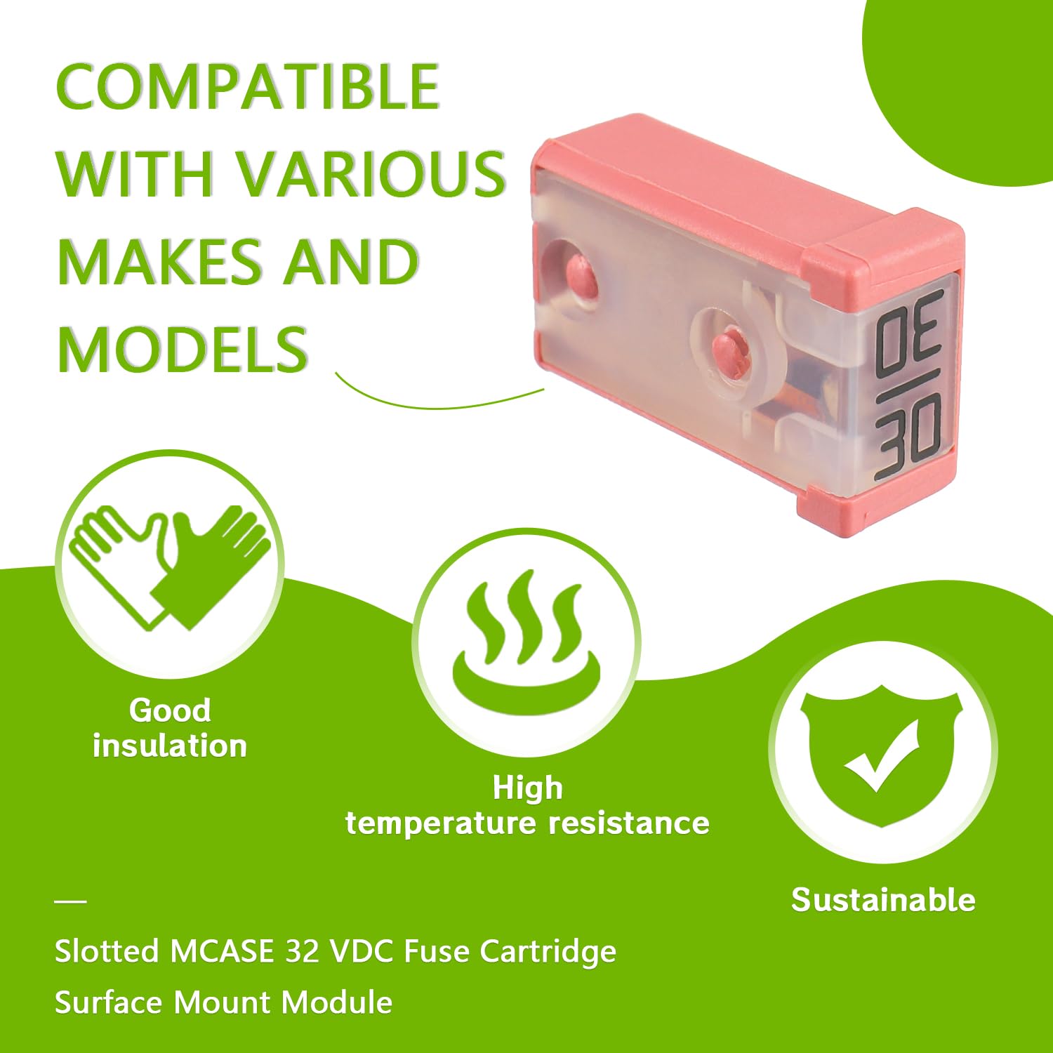 EPLZON 30A 32V Mini Automotive MCASE Shaped Cartridge Fuse Kit(Pack of 6pcs,30A)