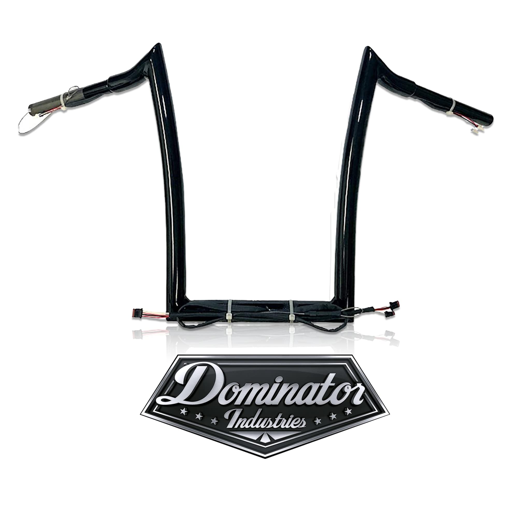 Pre Wired Dominator Industries 1 1/4 Inch Road Glide Meathook Ape Hanger Handlebars, 12 Inch Rise, Gloss Black Compatible With 2015-2023 Harley Road Glides