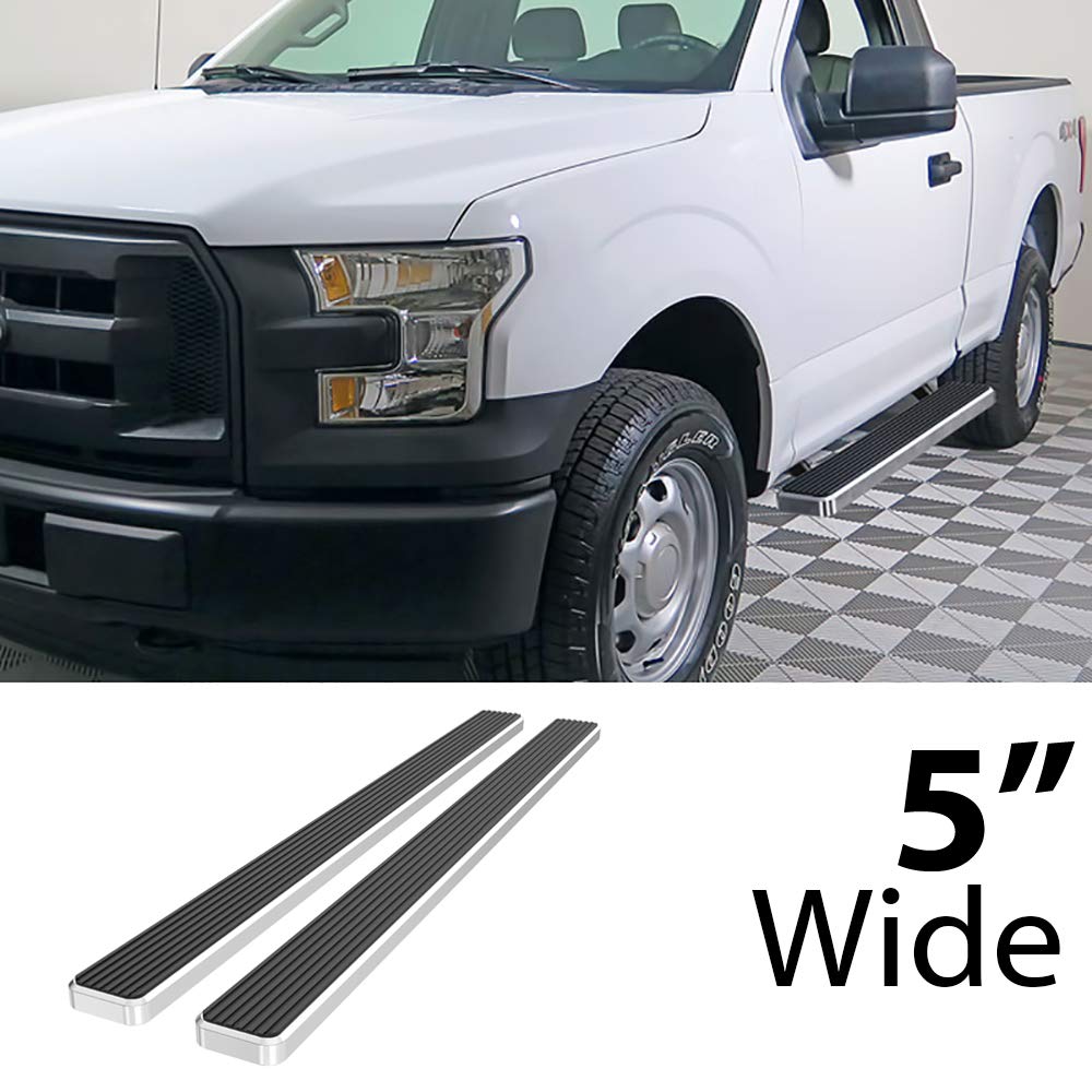 APS Running Boards 5 inches Compatible with Ford F150 2015-2025 Regular Cab & F-250 F-350 Super Duty 2017-2025 304 Stainless Ste