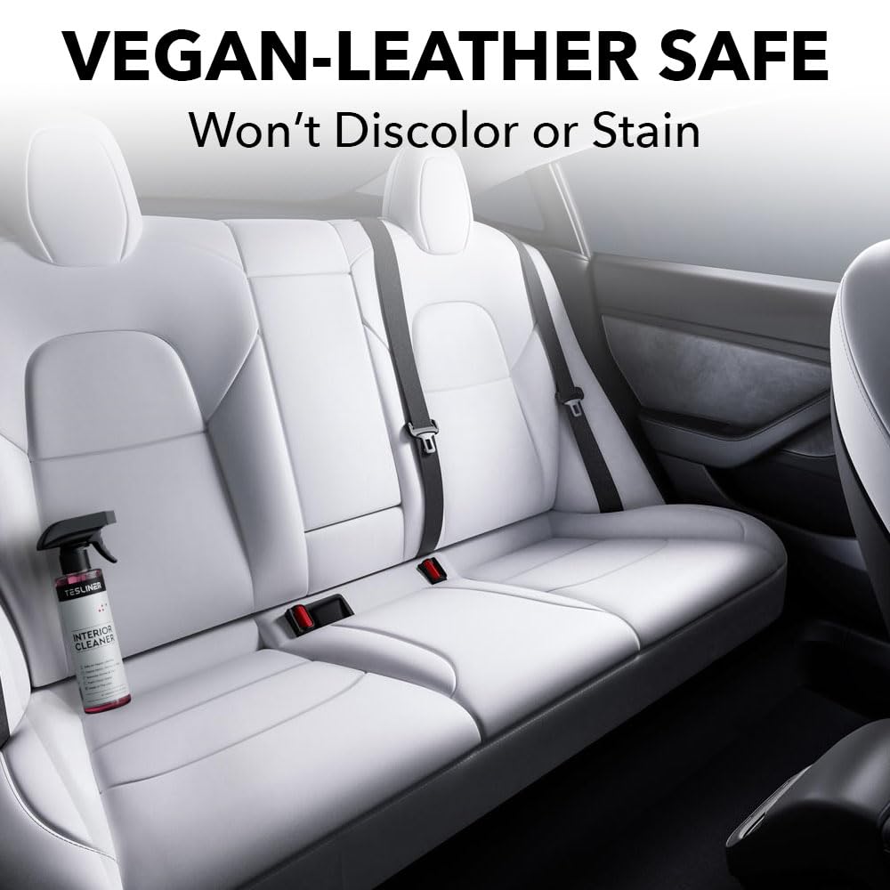 TesLiner Tesla Seat Cleaner & Stain Remover - Biodegradable, 16 Fl Oz, Safe for Black & White Vegan Leather, Model TL-IC