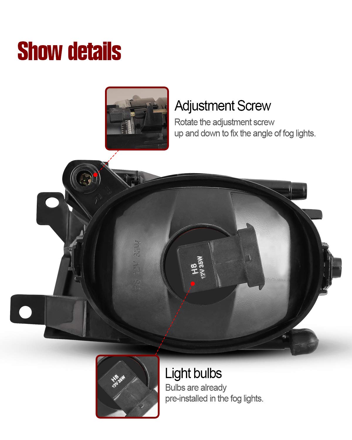 Autowiki Fog Lights For 2001-2003 Bmw 5 Series E39 (W/O M-Technik Sport Pkg) Oem Replacement Fog Lamps 2Pcs With Clear Lens