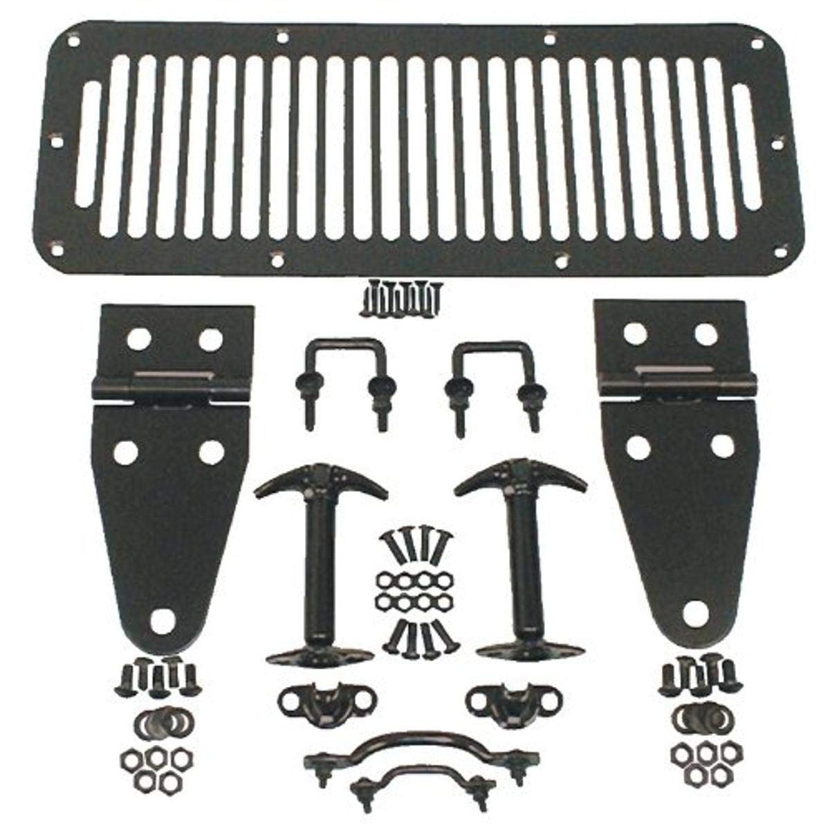Rugged Ridge | Hood Kit, Black | 11201.01 | Fits 1976-1986 Jeep Cj; 1987-1995 Jeep Wrangler Yj