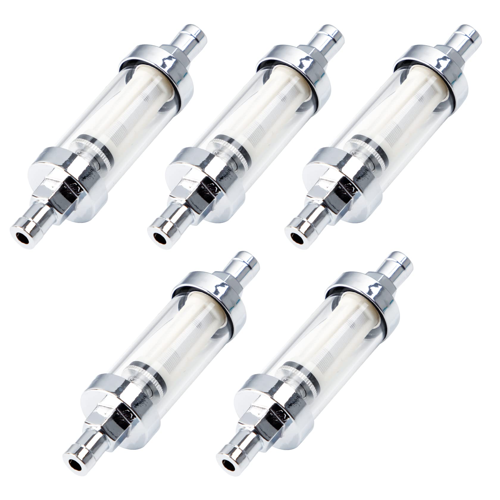 Carbole 9748 Universal 3/8'' Inlet/Outlet Fuel Pump Filter Clear View - Glass-5 Pcs