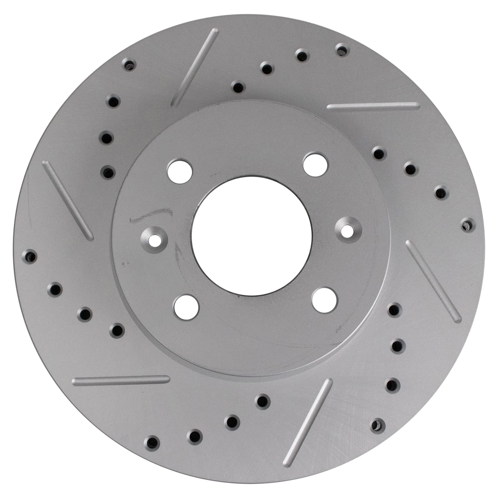 Trq Front Performance Brake Rotors Set Premium G-Coated Cross Drilled & Slotted Compatible With 2006-2011 Hyundai Accent Kia Rio