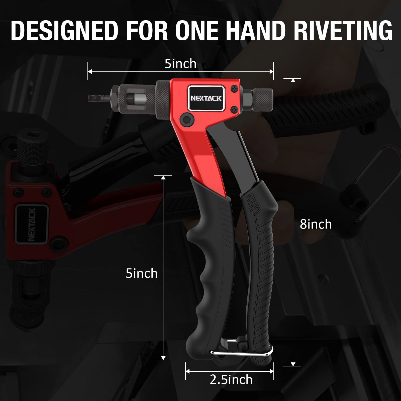 Nextack Rivet Nut Tool Rivet Nut Kit With A Step Drill Bit & 80 Nutserts For One-Handed In Tight Space, 8'' Rivnut Tool With 8 M
