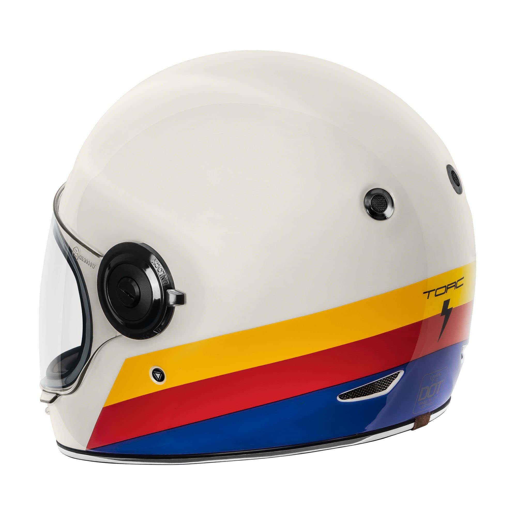 Torc T1 Unisex-Adult Retro Full Face Motorcycle Helmets, Pearl White Full Tree, X-Large