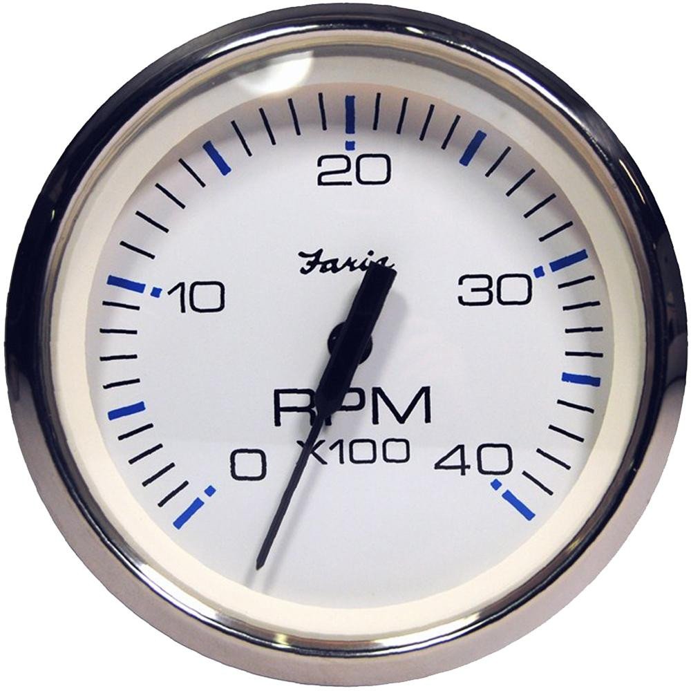 Faria Chesapeake White SS 434; Tachometer - 4,000 RPM (Diesel - Magnetic Pick-Up)