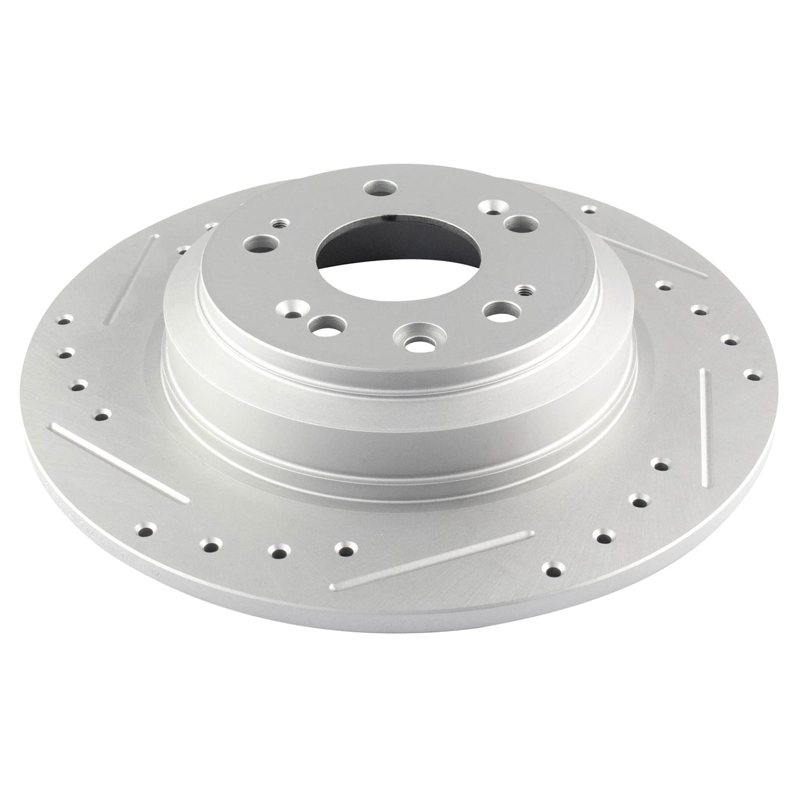 Trq Rear Performance Brake Rotors Set Solid Premium G-Coated Cross Drilled & Slotted Compatible With 2009-2014 Acura Tl