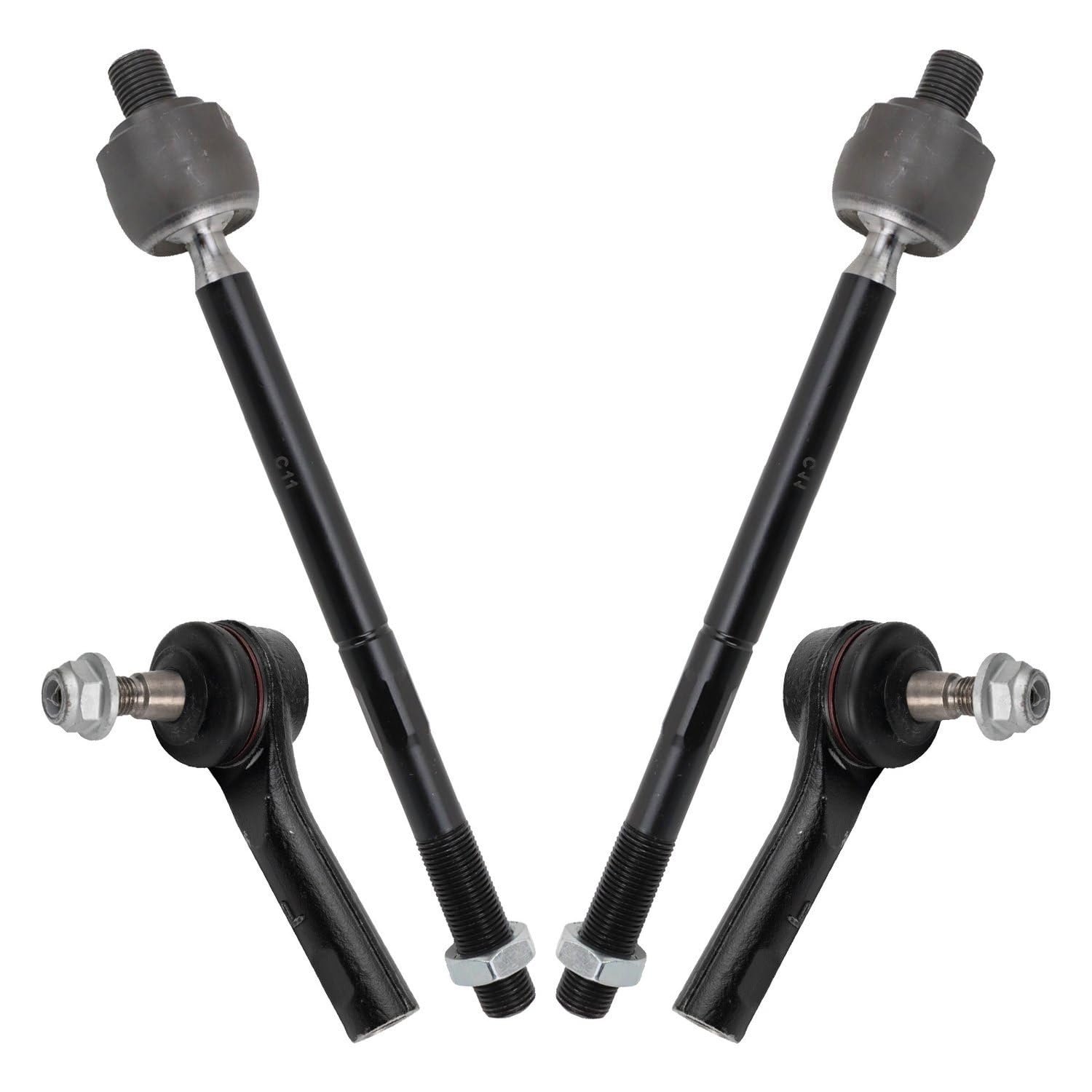 TRQ Front Inner and Outer Tie Rod Set Compatible with 2015-2022 Ram ProMaster City