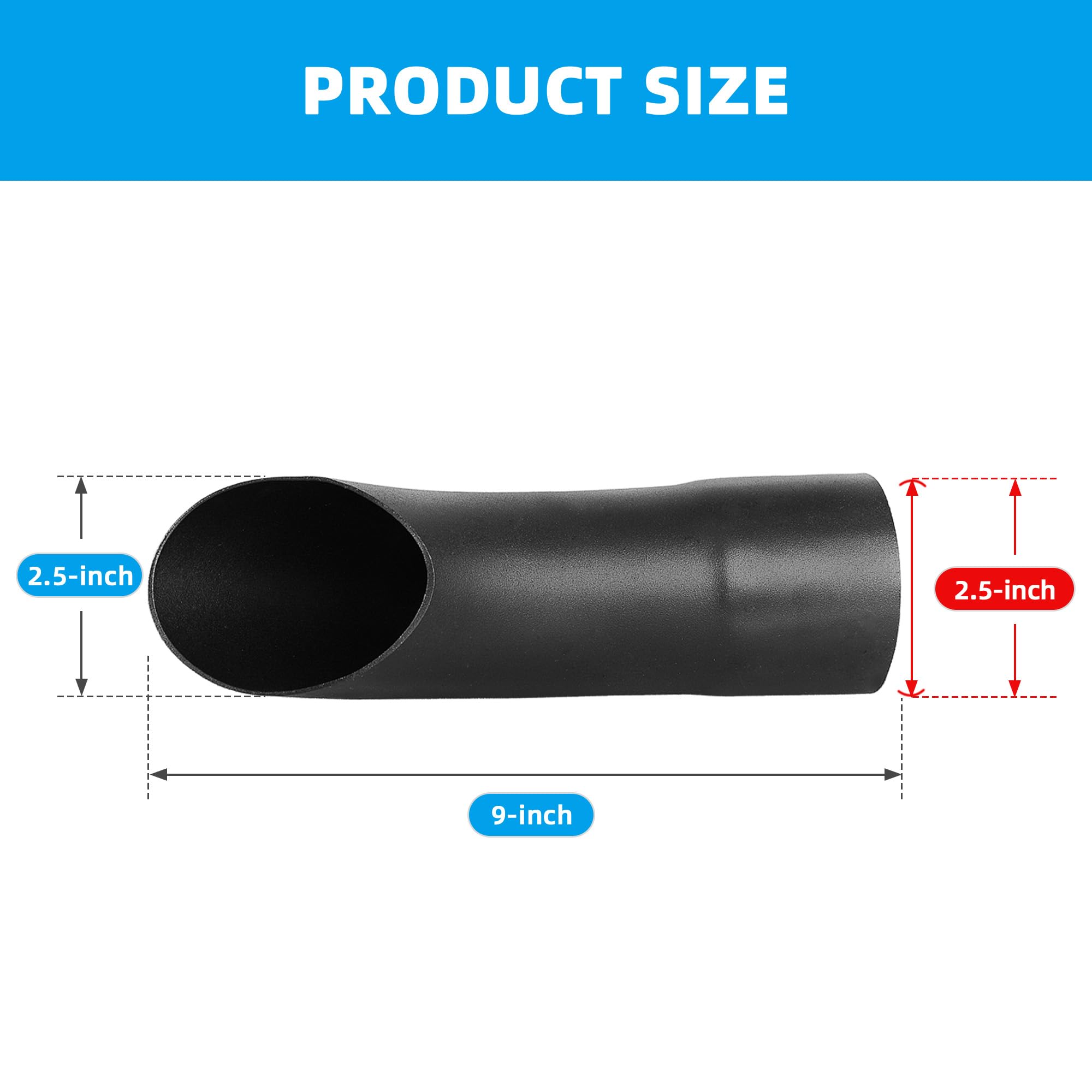 AUTOSAVER88 2.5 Inlet Turn Down Universal Diesel Truck Exhaust Tip, 2.5in Outlet x 9in Overall Length Stainless Steel, Fits 2.