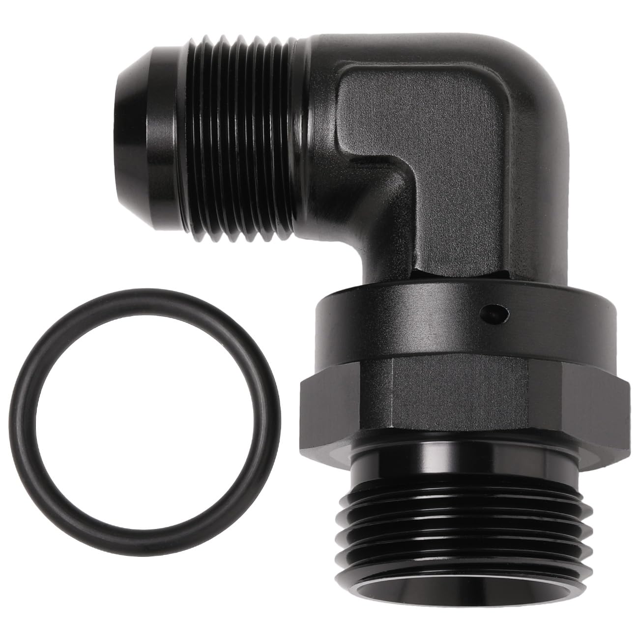 Podavelle 10An Male Flare To 12An -12 Orb O-Ring Boss 90 Degree Swivel Fitting Adapter Aluminum Black
