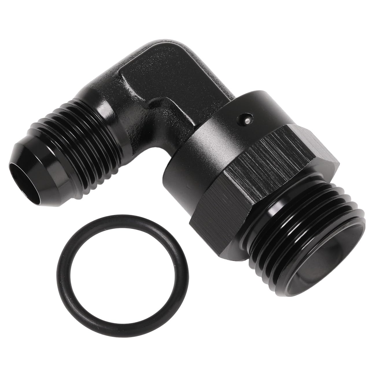 Podavelle 6An Male Flare To 8An -8 Orb O-Ring Boss 90 Degree Swivel Fitting Adapter Aluminum Black