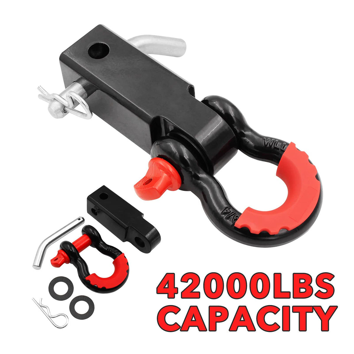 Shackle Hitch Receiver, 2 Inch 42000 Lbs Maximum Break Strength, Solid With 3/4'' D Ring, Heavy Duty Towing Hitch Receivers, Nev
