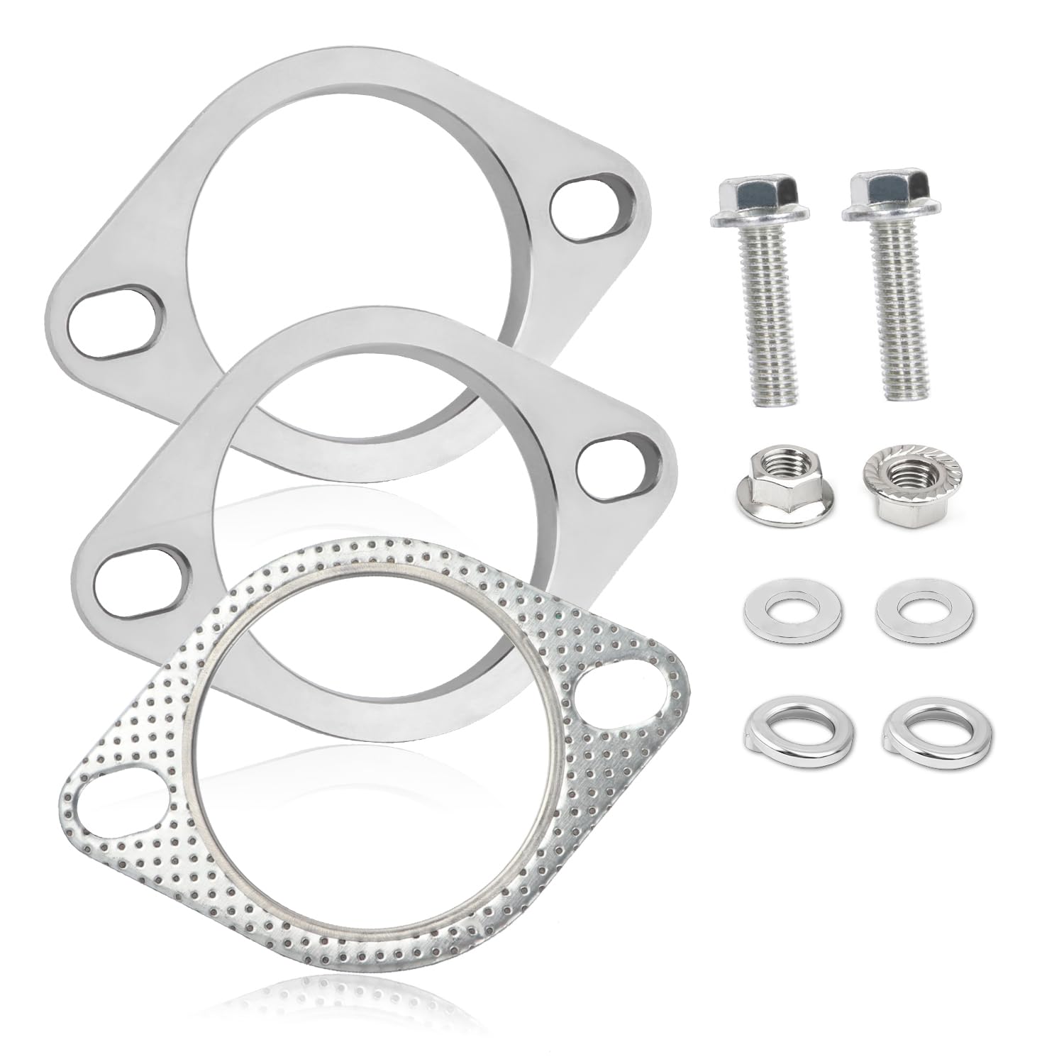 2-Bolt 3 Inch Exhaust Flange Repair Kit,Stainless Steel Exhaust System Kit With Exhaust Gasket & Exhaust Bolts,Exhaust Pipe Flan