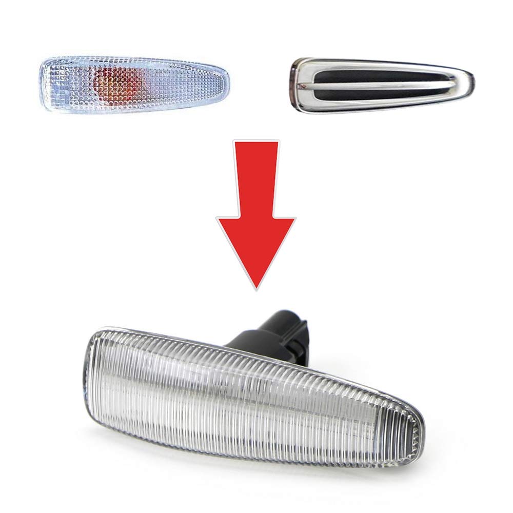 Ijdmtoy Clear Lens Amber Full Led Front Side Marker Lights Compatible With Mitsubishi Lancer Evo X Mirage Outlander Sport, Power