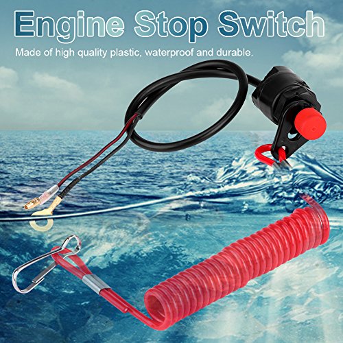 Keenso Universal Outboard Kill Switch Keys Motorcycle Outboard Lawn Mowers Emergency Engine Kill Stop Switch W/Tether Lanyard Co