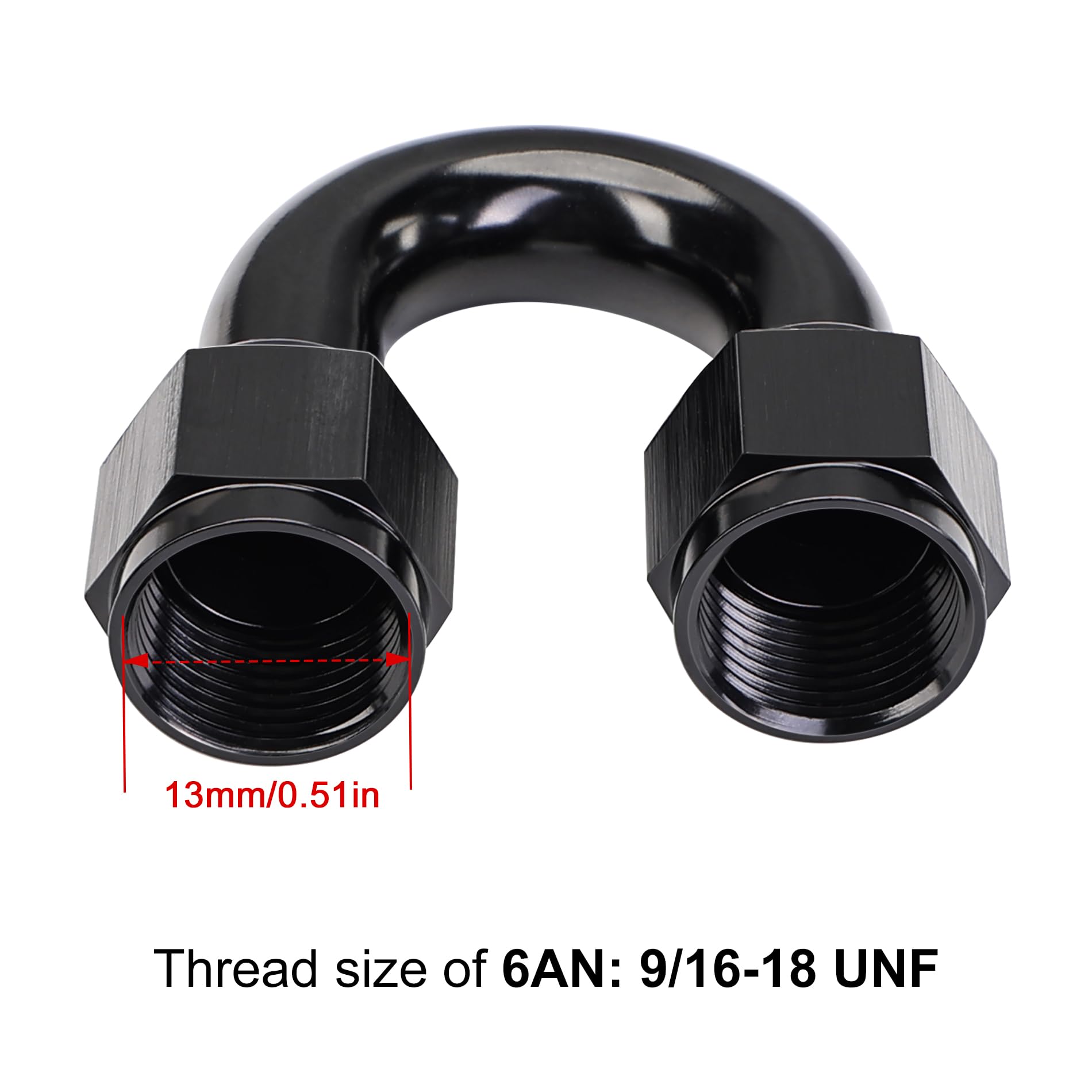 Evil Energy 6An Female To 6An Female 180 Degree Swivel Coupler Union Fitting Adapter Aluminum Black