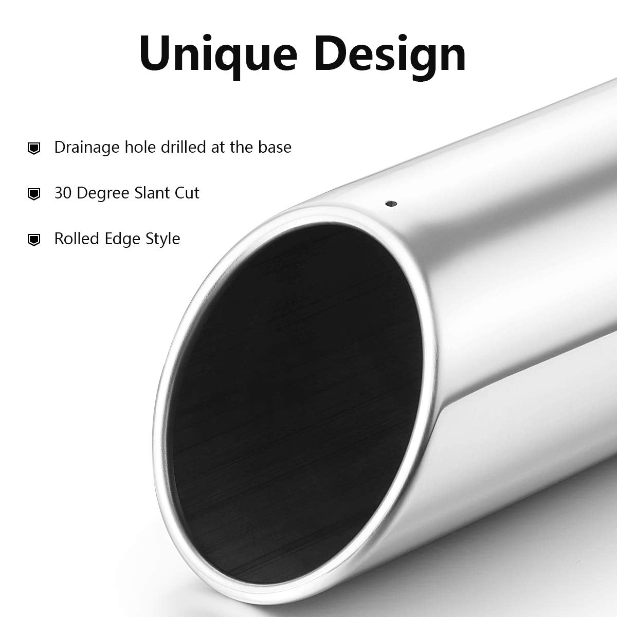 A-Karck Exhaust Tip 3 Inch Inlet, Bolt On 3'' Inlet 4'' Outlet 12'' Long Exhaust Tip Stainless Steel Polished Finish For Tailpip