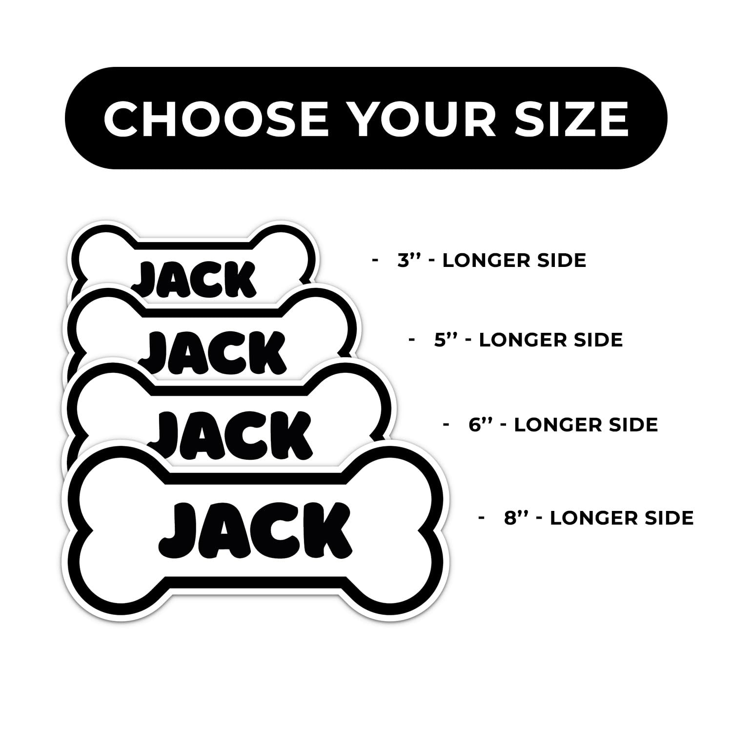 Jack Dog Name Sticker - Waterproof Vinyl Decal For Car Bumper, Laptop, Water Bottle, Wall, And Window, Size - 5'' Longer Side