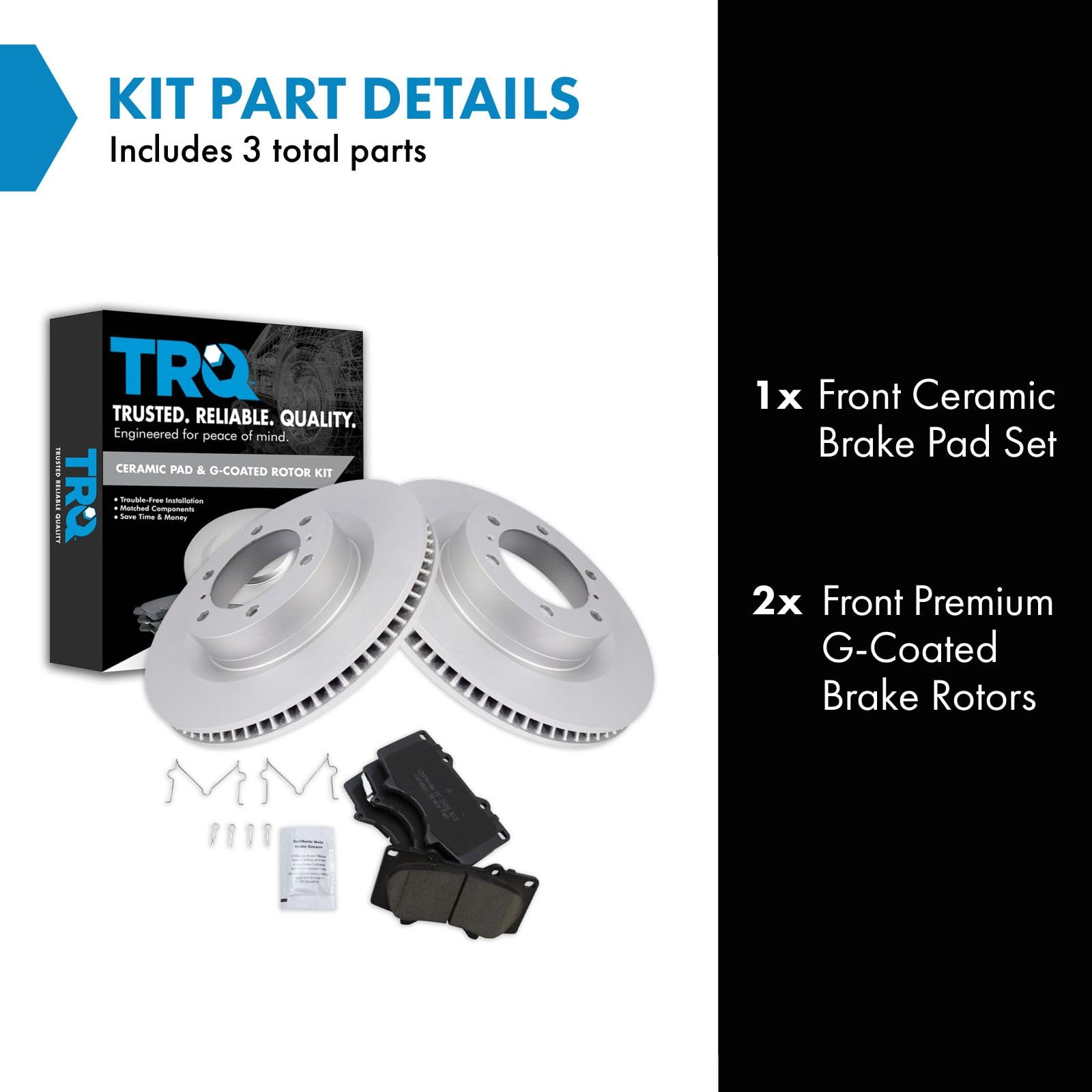 Trq Front Brake Pad & Rotor Kit Brake Pads Brake Rotor Ceramic Premium G-Coated Compatible With 2010-2019 Lexus Gx460 Toyota 4Ru