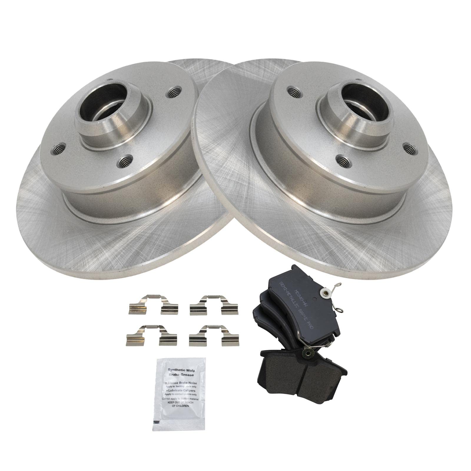 Trq Rear Brake Pad & Rotor Kit Brake Pads Brake Rotor Semi-Metallic Compatible With 1990-1992 Volkswagen Corrado 1988-1999 Golf