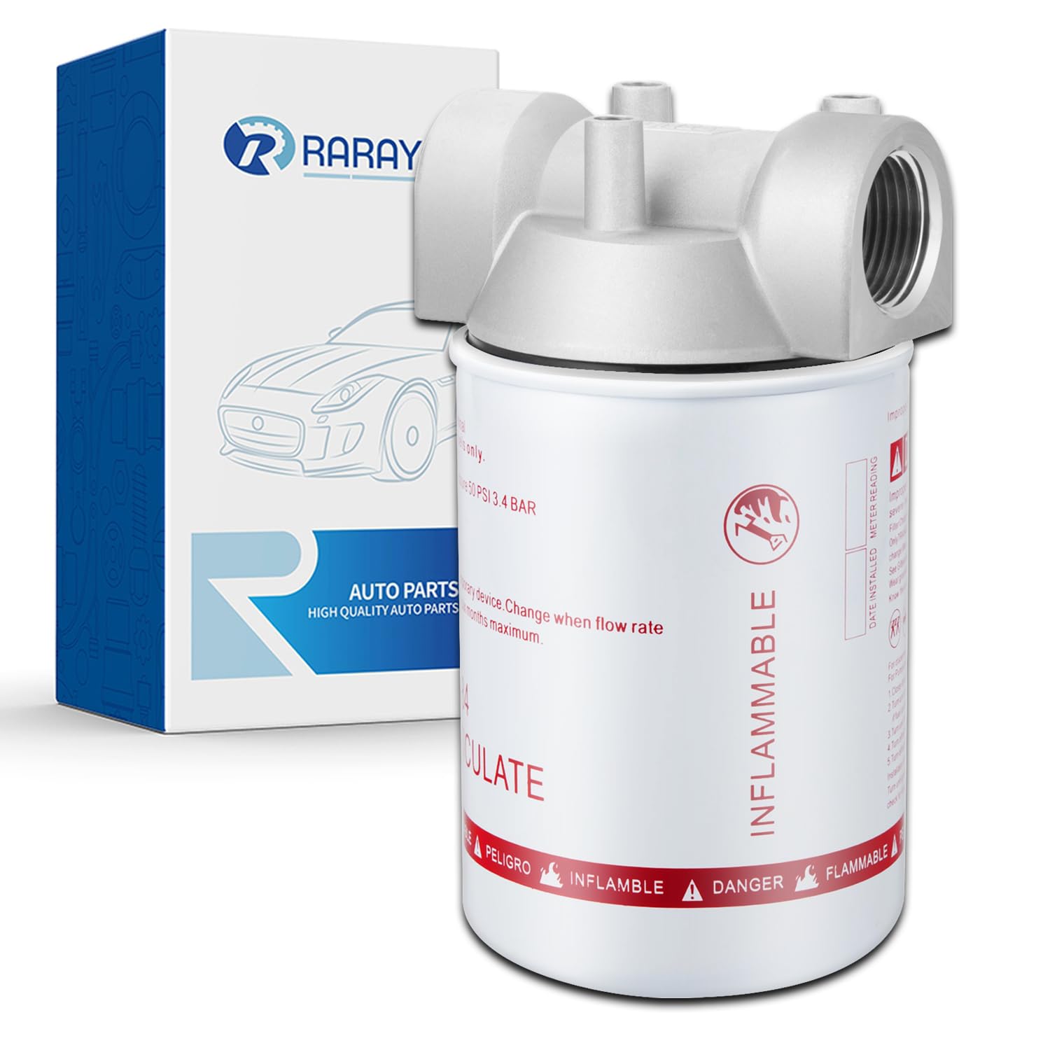 496 Fuel Transfer Tank Filter Kit for Gasoline and Diesel Water Separate 1'' NPT 30 Micron Pump Filter Replaces# B10-AL