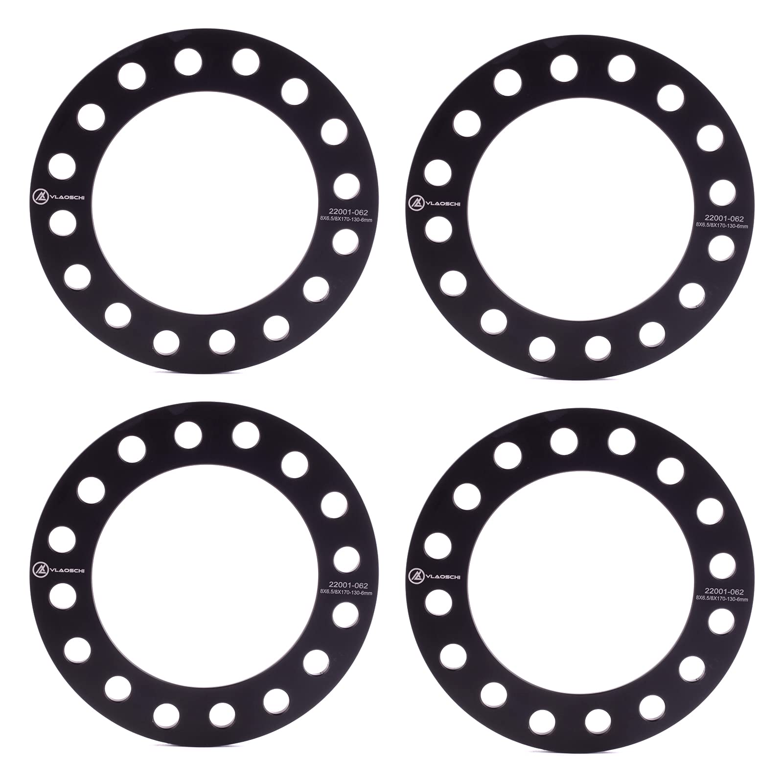 VLAOSCHI Black 8x6.5 8x165.1 8x170 8x180 Wheel Spacers 1/4 Inch (6mm) Compatible with Chevy GMC-Ford-Dodge-Ram 8 Lug for Sierra 