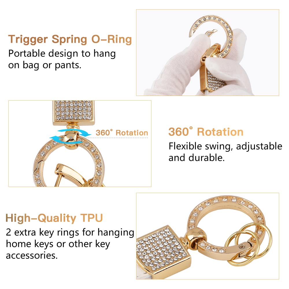 1797 For Vw Volkswagen Key Fob Cover Jetta Beetle Tiguan Passat Golf Accessories Car Keychain Bling Case Shell Protector Girly Cute 3 Button White Gold Tpu