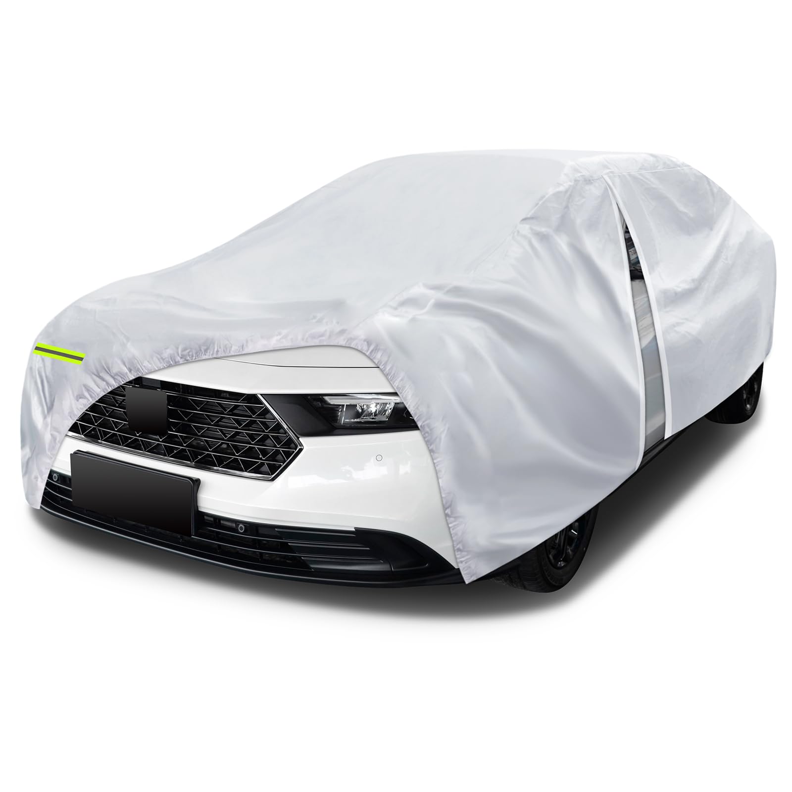 6 Layers Car Cover Waterproof All Weather For Automobiles, Size A3 With Zipper Cotton Fit For Toyota Camry, Honda Accord, Ford M