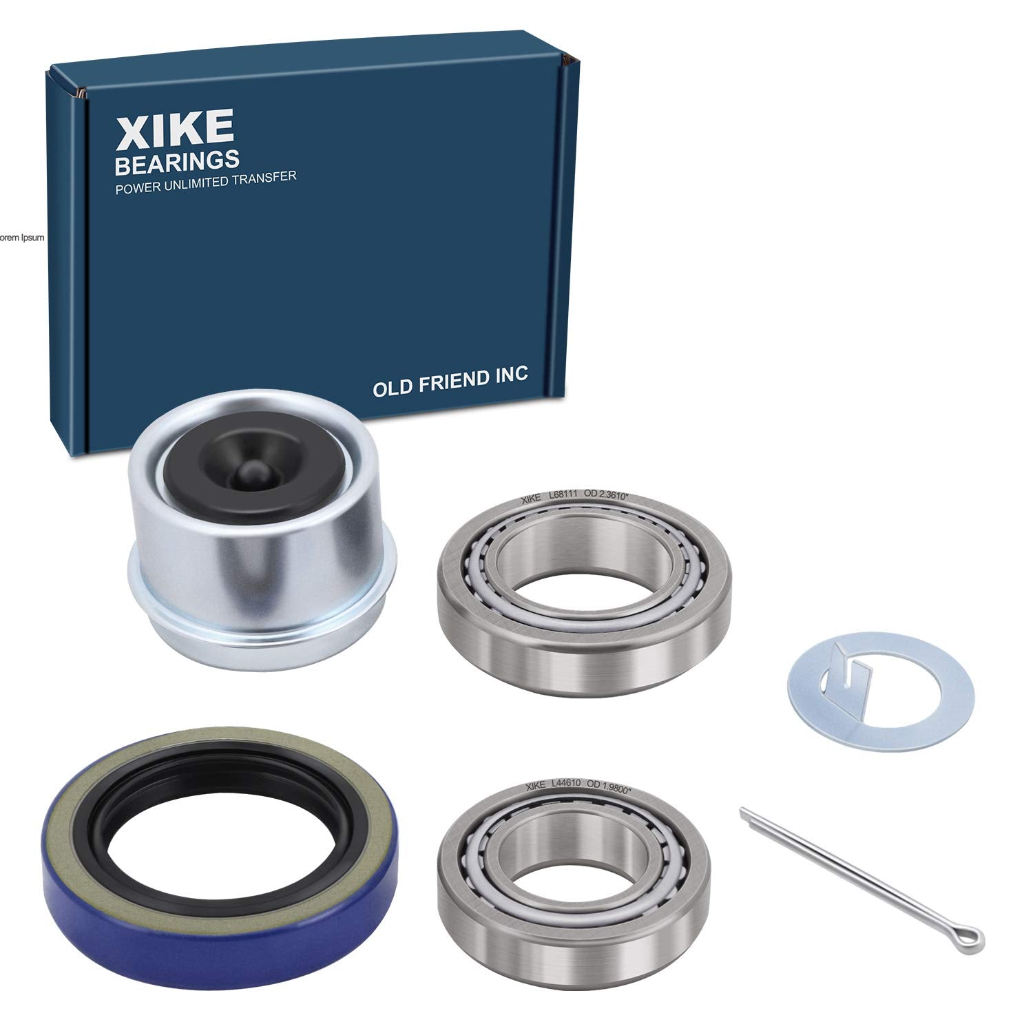 XiKe 1 Set Fits 3500 Lbs 1-1/16 to 1-3/8 inch Axles Trailer Wheel Hub Kit, Include L68149/L68111 & L44649/L44610 Bearings, 171