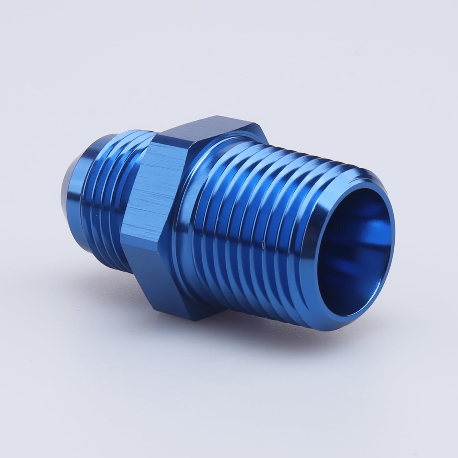 Ac Performance Male 1/2'' Npt To -8 An Flare Adapter Straight Aluminum Blue