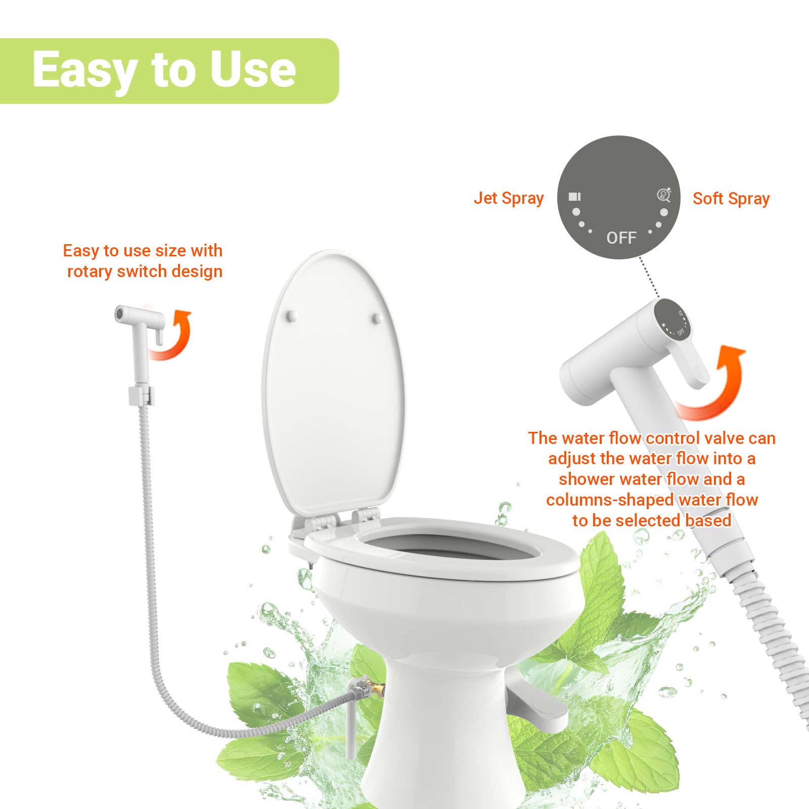 RV Bidet Sprayer for Toilet - All Metal, Dual Mode RV Handheld Sprayer with 59'' Water Hose, Shut-Off Valve & RV Fitting | Bidet