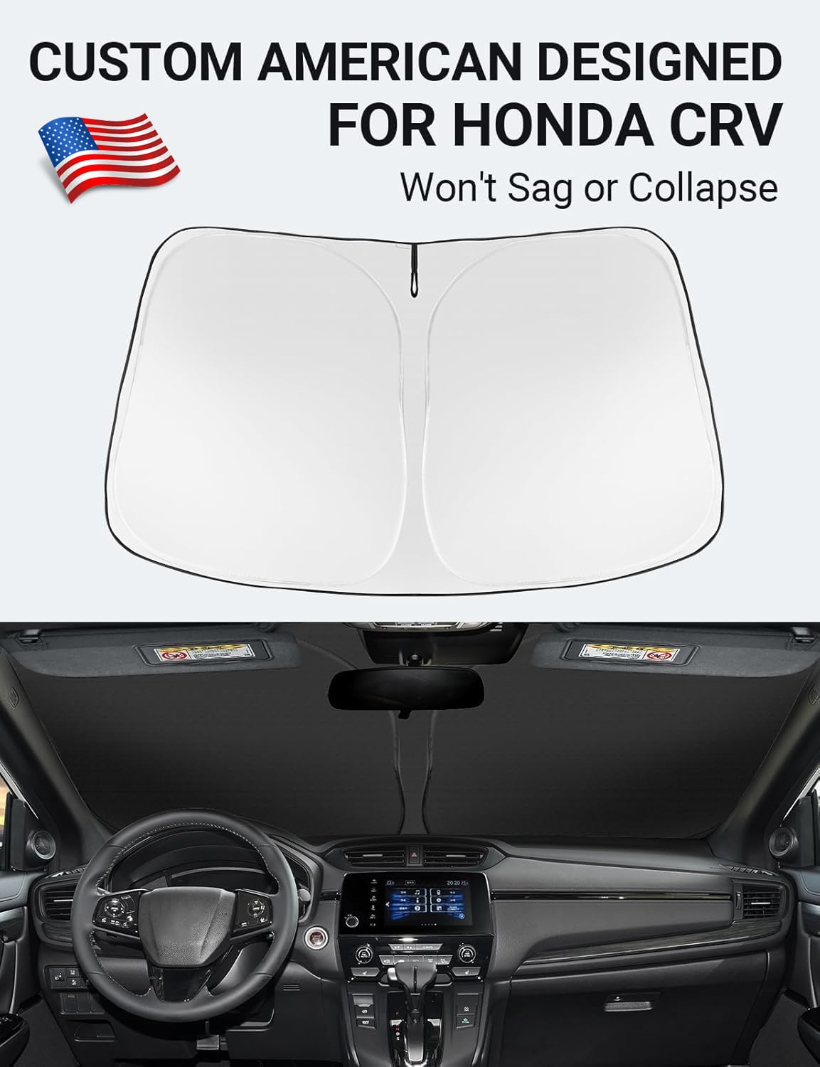 Proadsy 2025 Upgrade Front Windshield Sun Shade Foldable Sunshade Protector Custom Fit 2022 2021 2020 2019 2018 2017 Honda Crv Suv, Lx, Ex, Ex-L, Ex-L Navi, Touring Accessories
