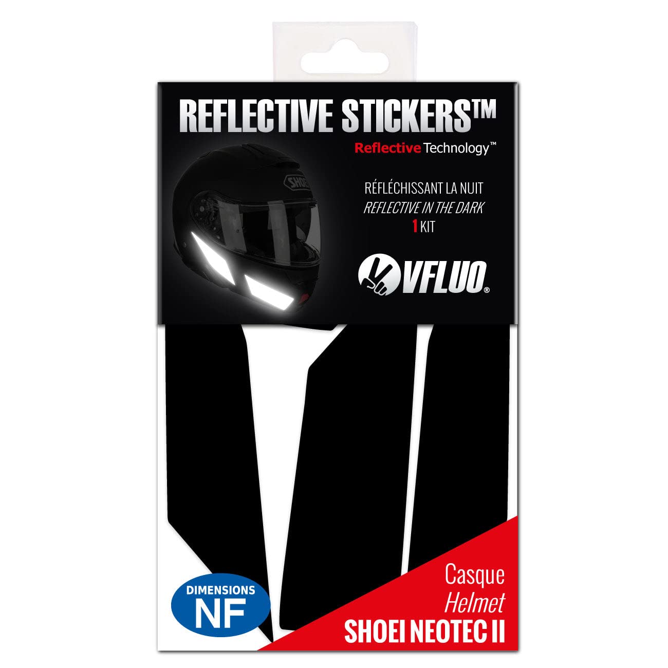 Vfluo - Kit Of Reflective Stickers - Shoei Neotecii Motorcycle Helmet - Approved Stripes Fr - 3M Technology - High Visibility &
