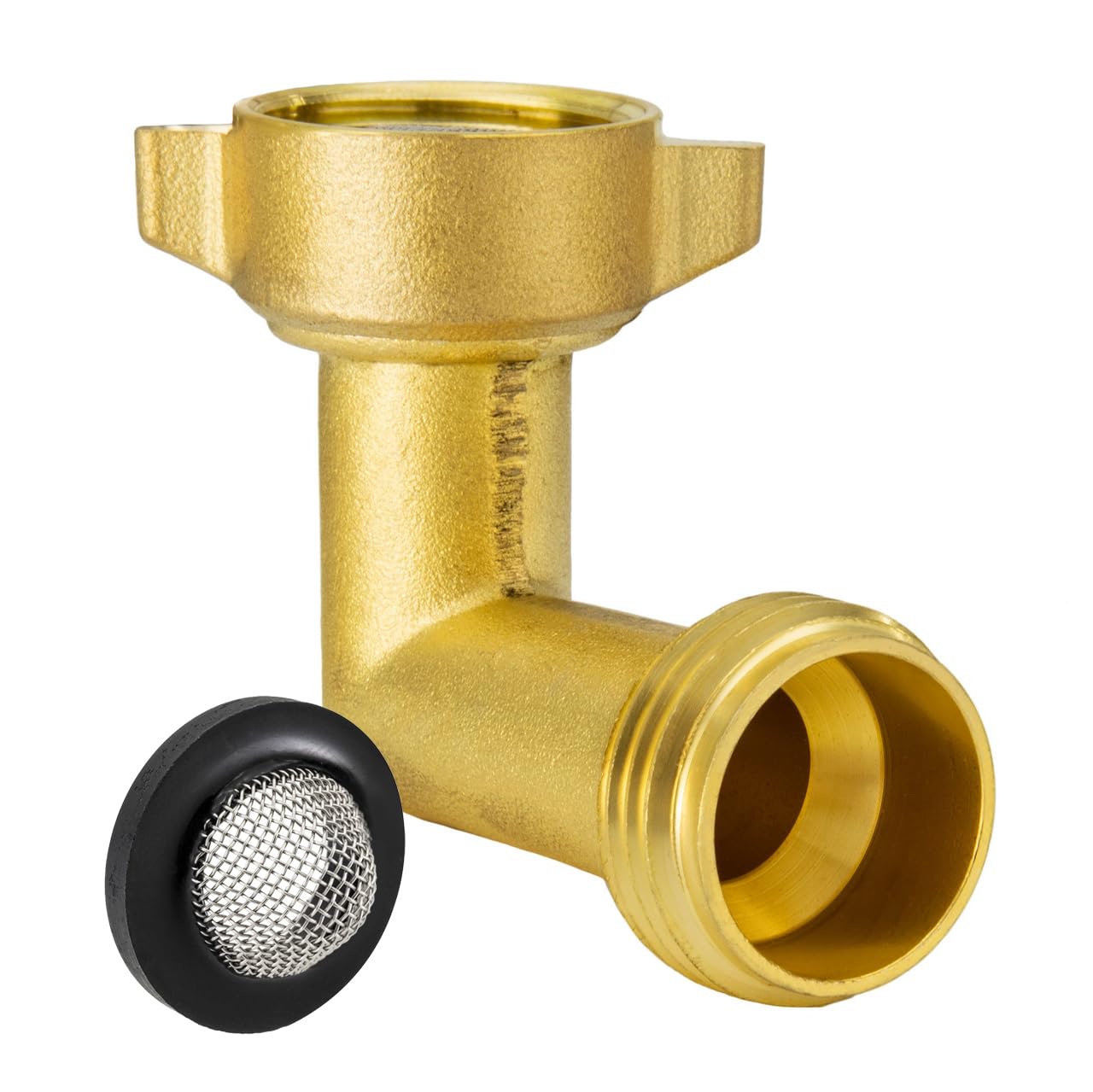 Recpro Rv 90 Degree Hose Elbow With Mesh Strainer | Solid Brass Garden Hose Elbow Adapter For Rv Water Hose | City Water Inlet E