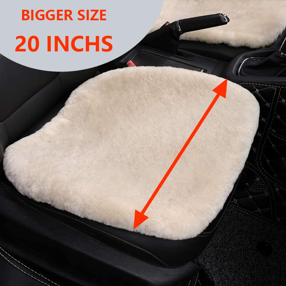 Ogland Fluffy Genuine Sheepskin Car Seat Cover For Auto Fuzzy Interior Accessories Cushion With Soft Wool Natural Fur Non-Slip (