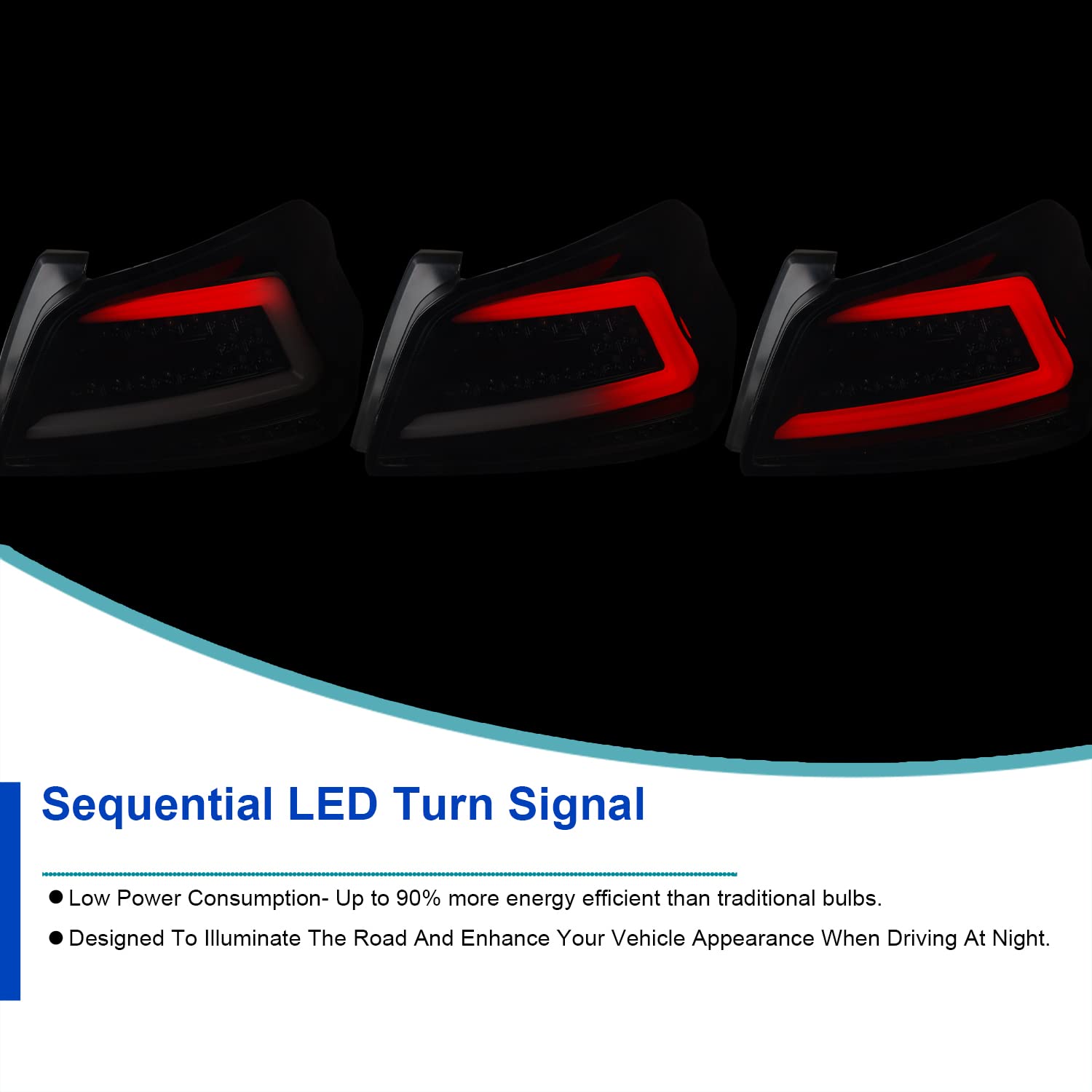 SPEC-D Tuning LED Tail Lights for 2015-2021 Subaru WRX/WRX STI - Black Smoke Housing with White Sequential LED Tube