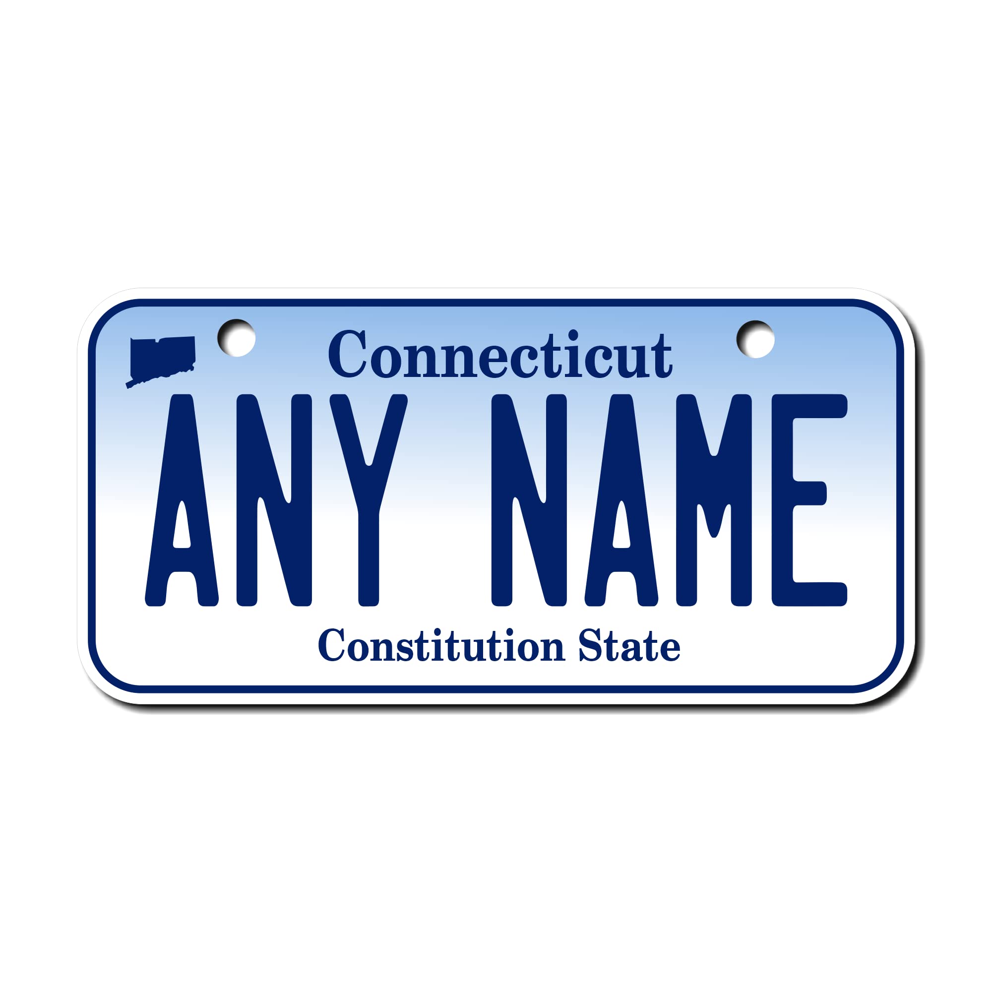 Teamlogo Personalized Connecticut License Plate - Sizes For Kid 'S Bikes, Cars, Trucks, Cart, Key Rings Version 1 (3 X 6 Aluminu
